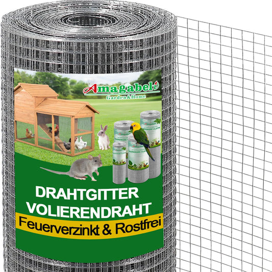 Amagabeli Wire Mesh 1m X 25m, Galvanized & Rustproof (12x12mm) - For Raised Bed, Aviary, Rabbit Fence, Mole Protection | Easy to Cut & Weatherproof