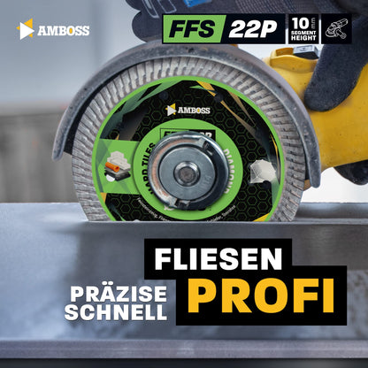 Anvil FFS 22 - Diamond cutting disc Ø 250 mm x 25.4 mm - Hard porcelain stoneware (up to 1.2 cm) / hard granite/slate/tiles/clay pipes/fiberglass | Segment height: 10 mm