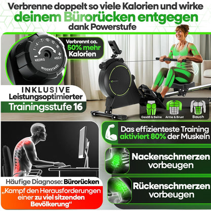 NEW Tretmann rowing machine for home set - extra quiet- [eddy current brake 2.0] certified up to 150KG | patented ErgoConcept | rowing machine magnet rowing machine rowing fitness equipment