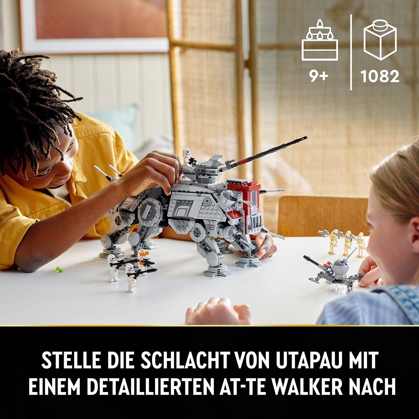 LEGO Star Wars 75337 AT-TE Walker toy with 3 minifigures from the 212th Clone Troopers, Dwarf Spider, and Battle Droid figures - Gift for boys aged 9 and fans of Revenge of the Sith.