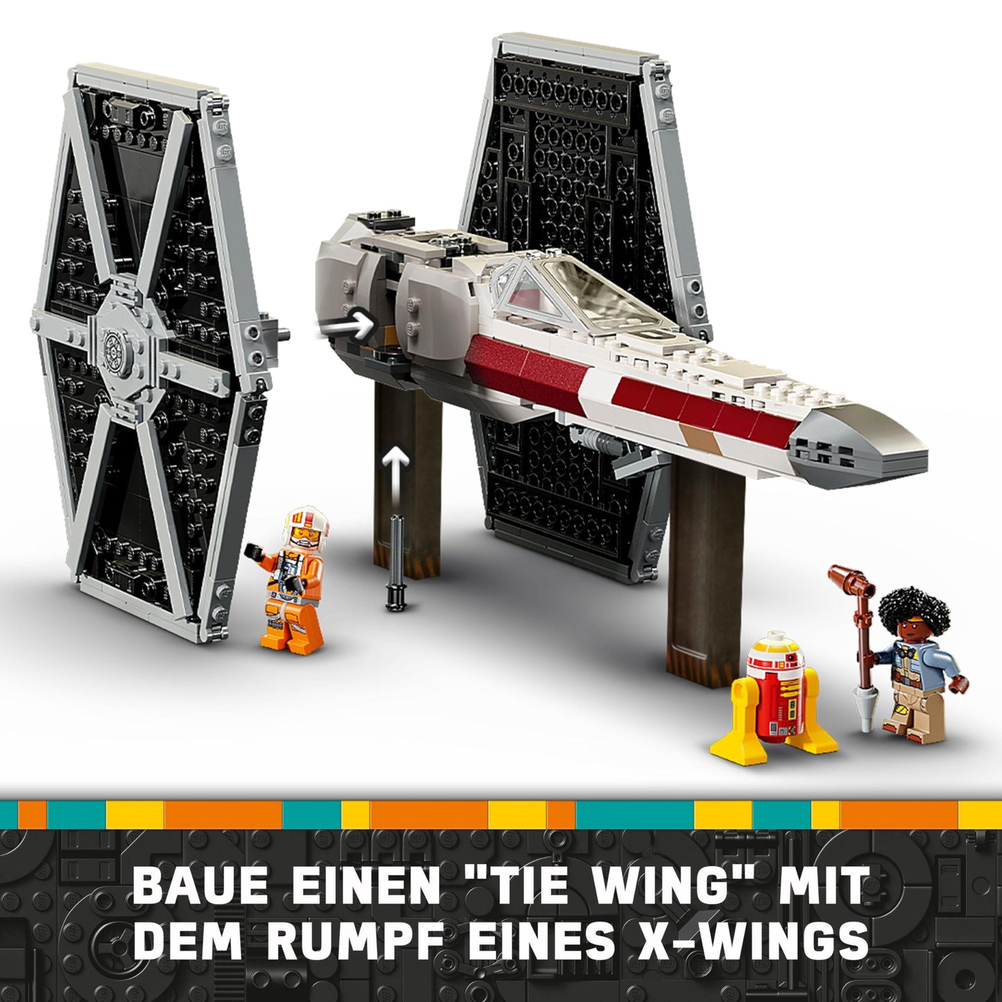 LEGO Star Wars 75393 Mashup of TIE Fighter & X-Wing - Toy with 2 spacecraft, 4 minifigures, and droid figure, creative gift for boys aged 9 and fans
