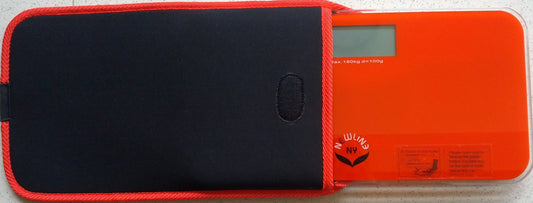 NewlineNY red-orange mini personal scale + travel pouch