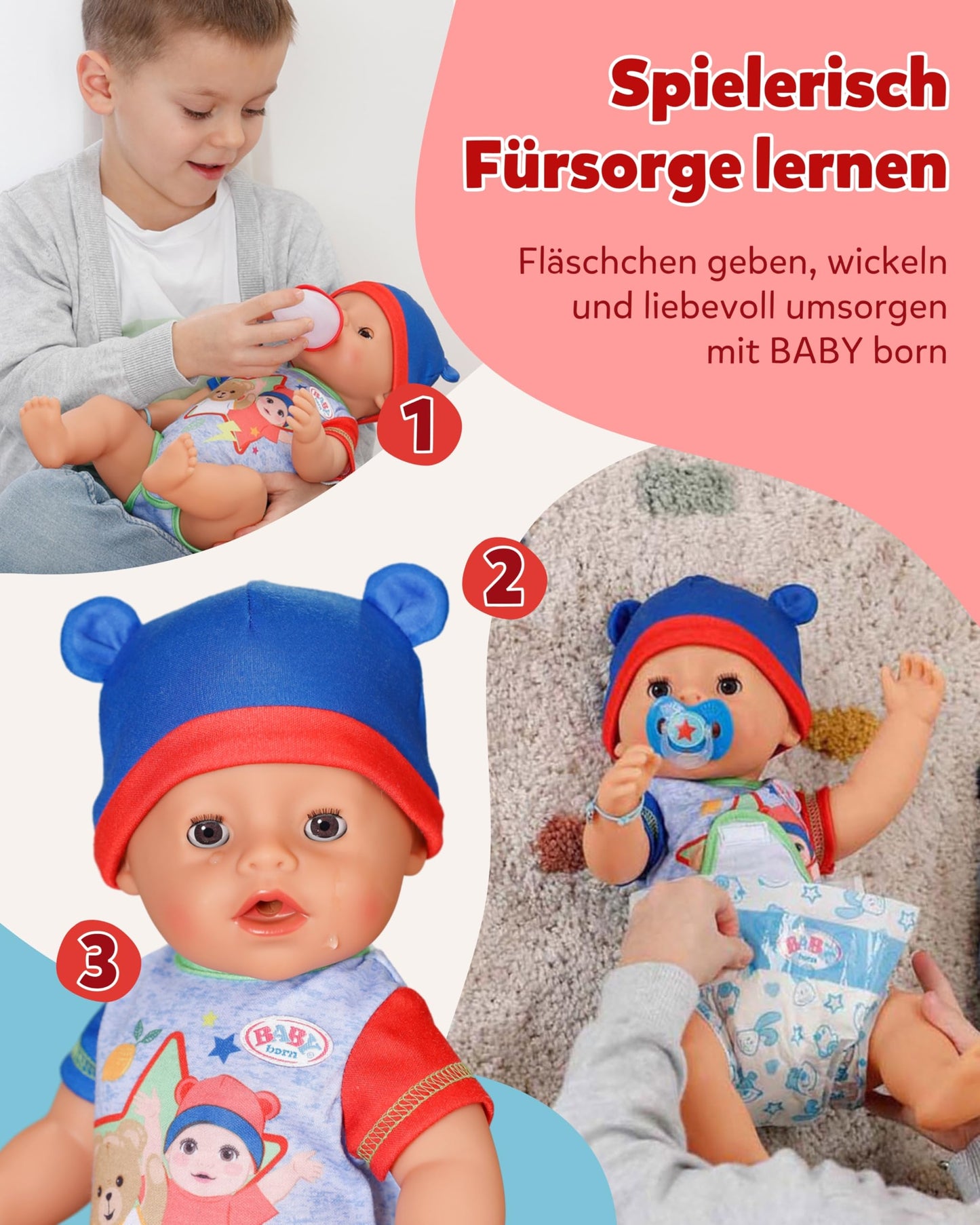 BABY born Jonas - 43cm baby doll - 10 functions including accessories & romper - Works completely without batteries - Suitable for children aged 3 years and up