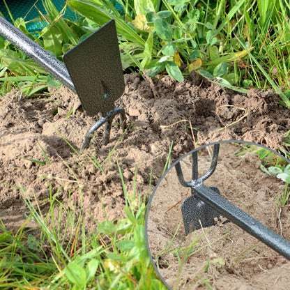 com-four® 5-piece garden tool set - garden set with double hoe, hand fork, joint scraper, hand rake, flower trowel - gardening tools for planting and gardening (5-piece garden set)