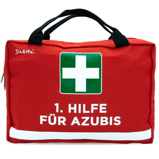 Dakita First Aid Kit for Trainees - Funny gift for starting training or exams - 28x18x8 cm - red, empty