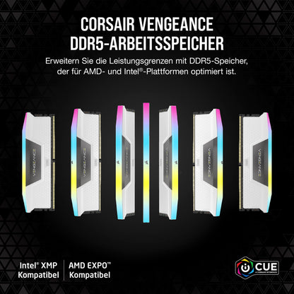 CORSAIR Vengeance RGB DDR5 RAM 32GB (2x16GB) 6000MHz CL36-44-44-96 1.4V AMD & Intel XMP Desktop Memory - White (CMH32GX5M2E6000Z36W)