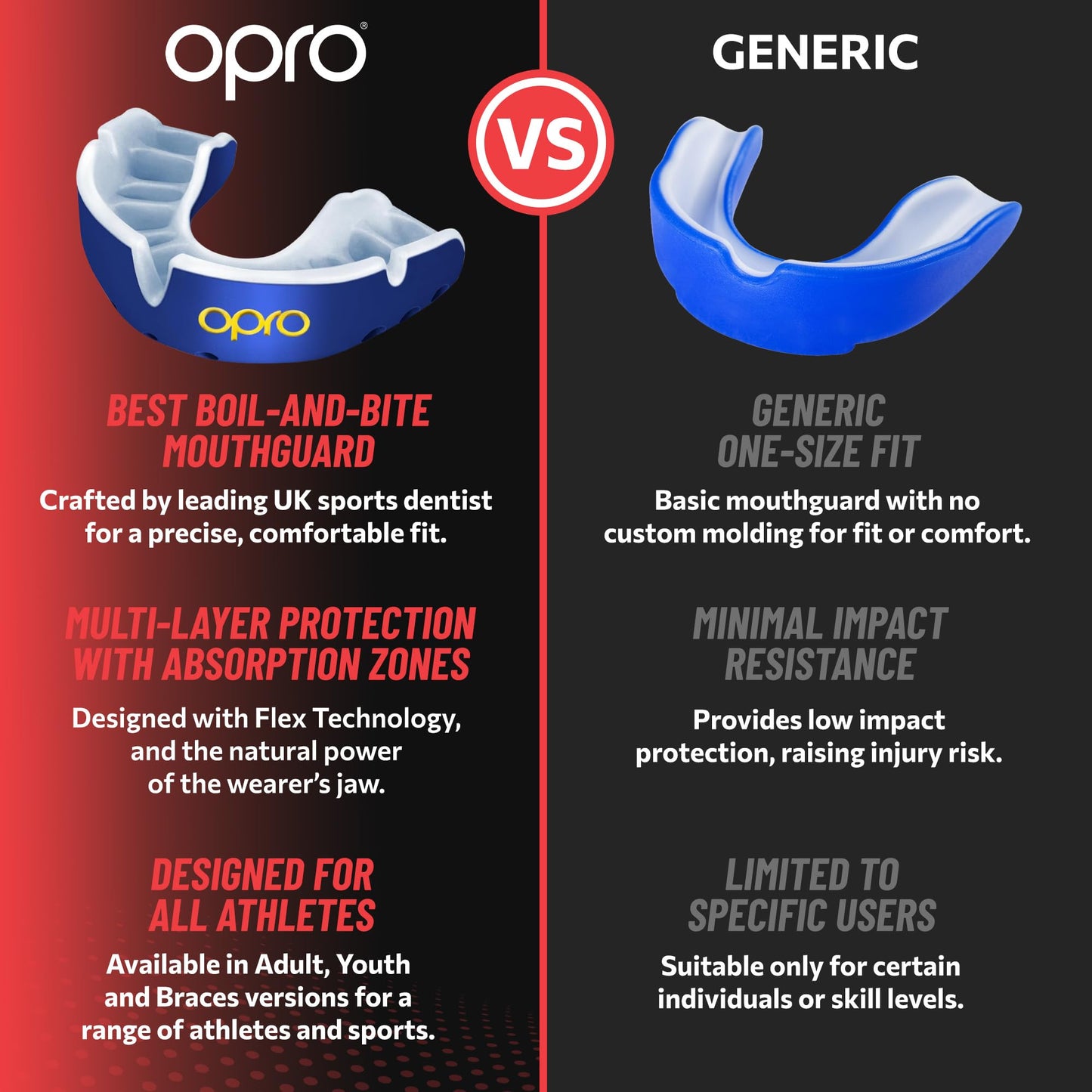 OPRO mouth guard - Gold-level dental protection for boxing, combat sports, MMA, adults & kids - self-fitting shield for hockey, kickboxing, rugby - premium fit - with dental warranty