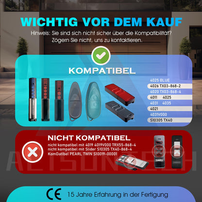 3 x 4020 TX03-868-4, 4-channel 868MHz remote controls compatible with 4026, 4031, 4025. 3-year warranty.