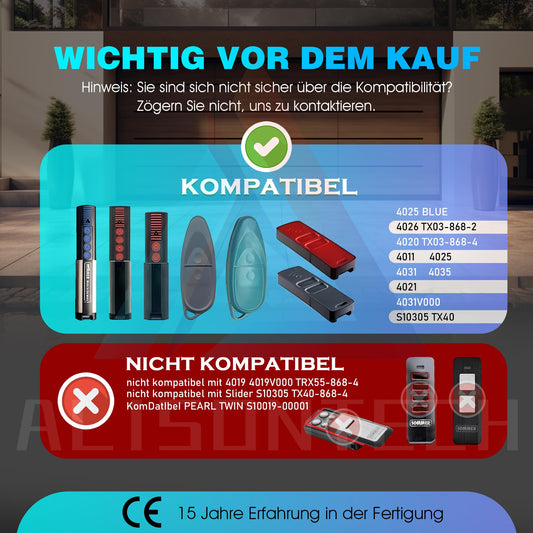 3 x 4020 TX03-868-4, 4-channel 868MHz remote controls compatible with 4026, 4031, 4025. 3-year warranty.