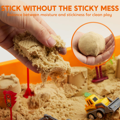 Clever Kits Magic Sand Set, play sand construction site for kids, suitcase with 18 accessories, glowing stones, magic sand toys for boys ages 3-9.