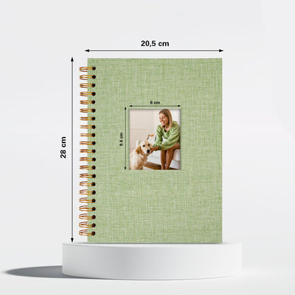 Vienrose DIY scrapbook photo album 28 x 20.5 cm with 80 white pages, linen photo album for families, baby, wedding, anniversary, birthday, grass green.