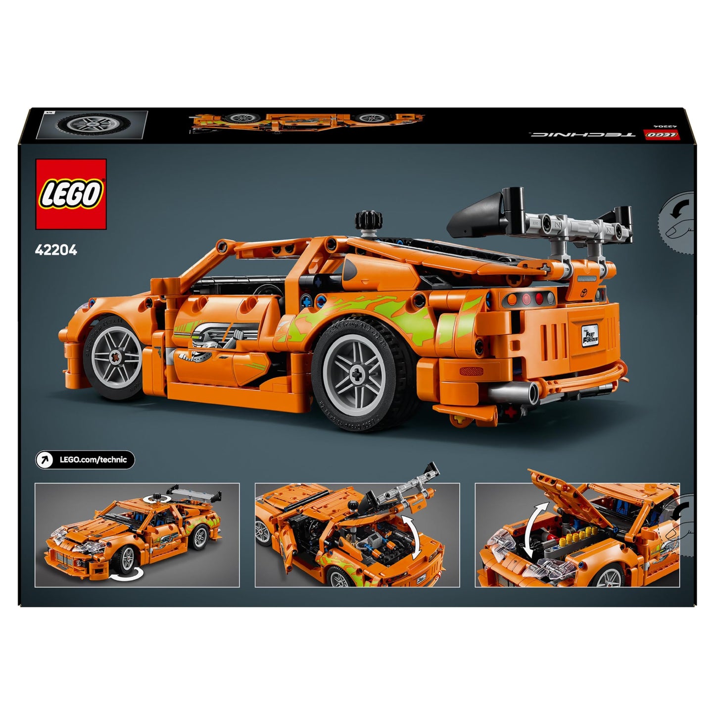 LEGO Technic Fast and Furious Toyota Supra MK4 - Toy Car - Featuring 6-cylinder engine & opening doors - Model set for boys and girls aged 9 and up - Perfect birthday gift idea 42204