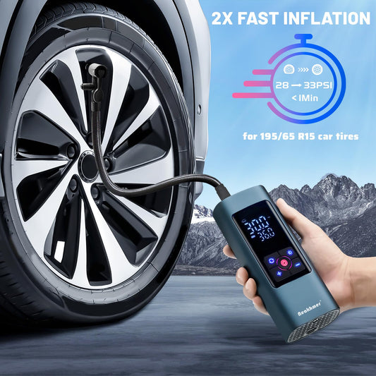 Neakhmer Mini Compressor Battery Air Pump: 150PSI electric air pump with deflate function - Portable pump for car motorcycle bicycle