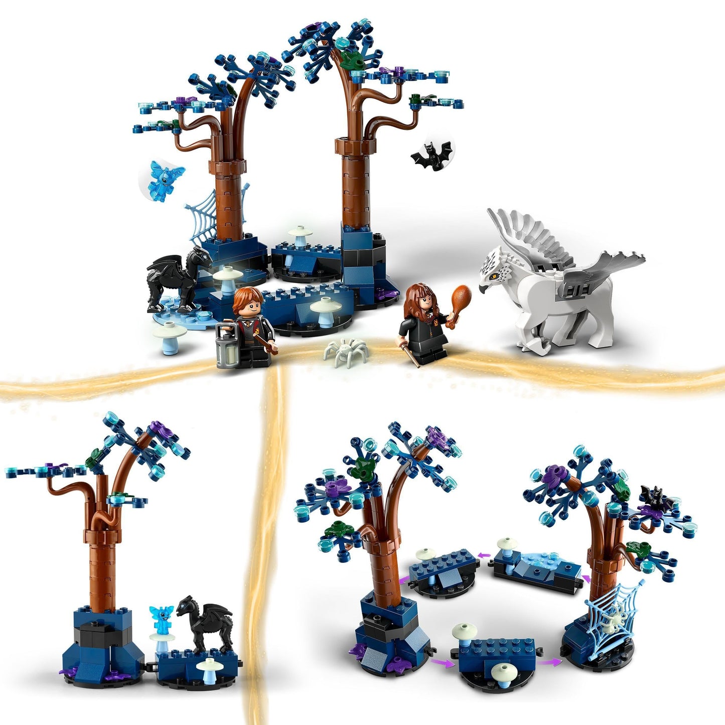 LEGO Harry Potter Forbidden Forest: Magical Creatures Toy with Hermione and Ron figures, includes fantasy creatures like Buckbeak and Thestral, gift for kids, girls, boys aged 8+ 76432