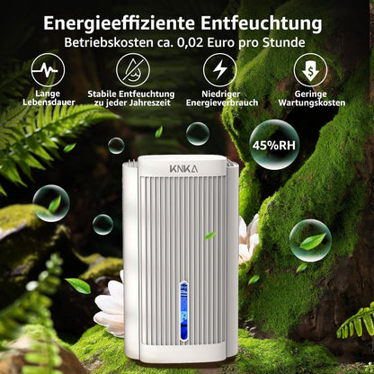 KNKA Dehumidifier, Electric Dehumidifier, 1.1L, Room Dehumidifier below 28dB for Apartment, Bathroom, Basement, with Automatic Shutdown and Sleep Mode, Colorful Night Light (White)