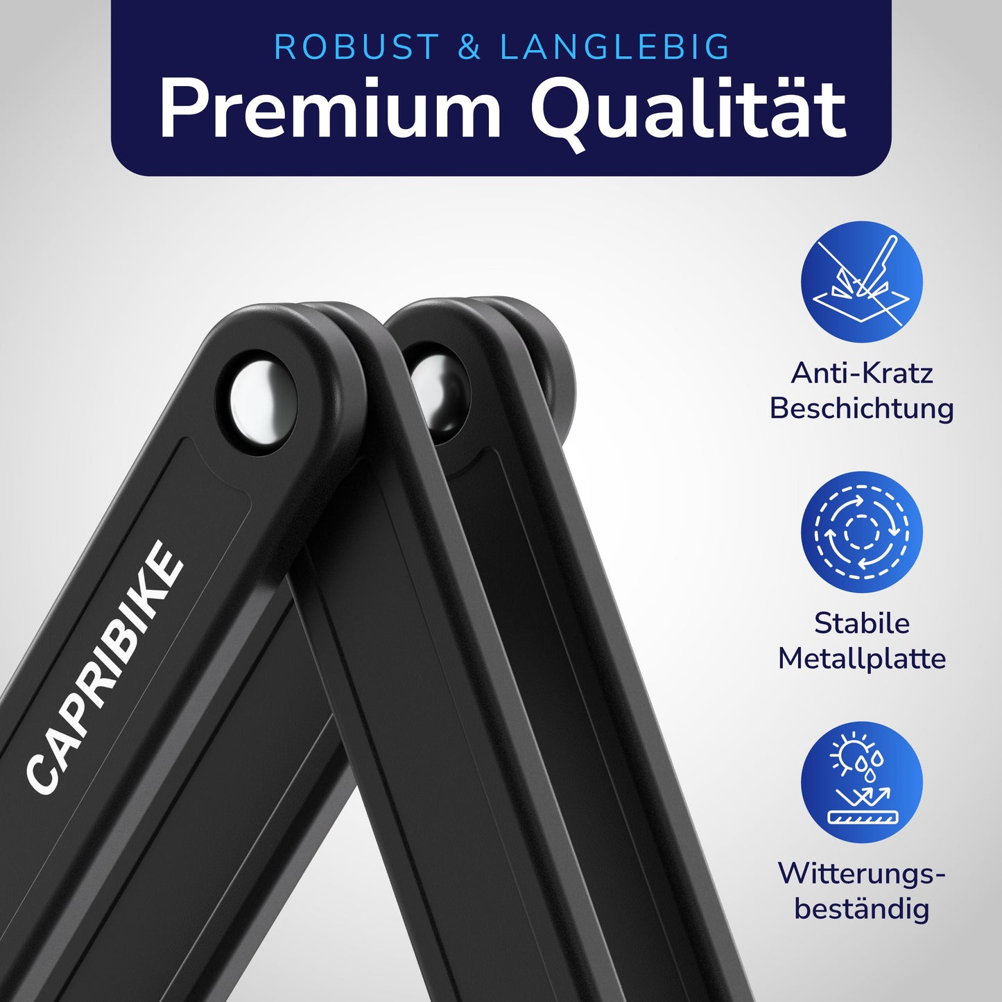 CAPRIBIKE Folding Lock for Bike - High-quality Bike Lock High Security - Compact E Bike Lock - Easy Installation & Security Level 10 - Durable Bike Lock for Ebike with 2 Keys