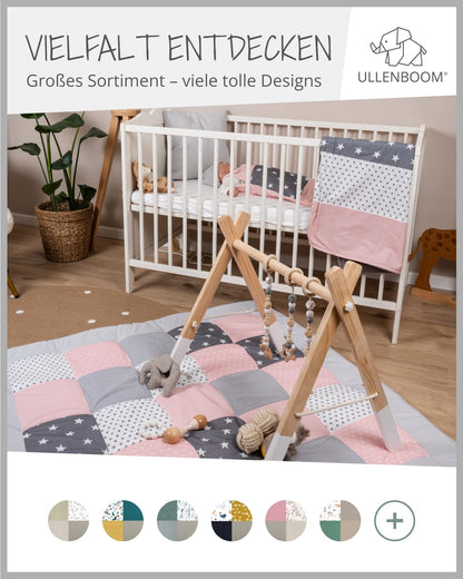 ULLENBOOM Baby Nest - 100% OEKO-TEX materials & Made in EU, Pink Grey - Newborn baby nest made of cuddly cotton, ideal for use as a travel bed & cuddle nest.