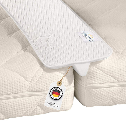 PROCAVE double bed bridge with Silver Protect cover 25 x 200 cm, a mattress gap filler connects two mattresses to one large sleeping surface, comfortable for restful sleep. Made in Germany.