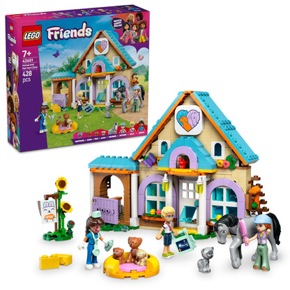 LEGO Friends Vet Clinic for Horses and Pets - Horse toy for girls and boys with 3 figures and 5 animal figures - Creative playset - Gift for kids ages 7+ 42651