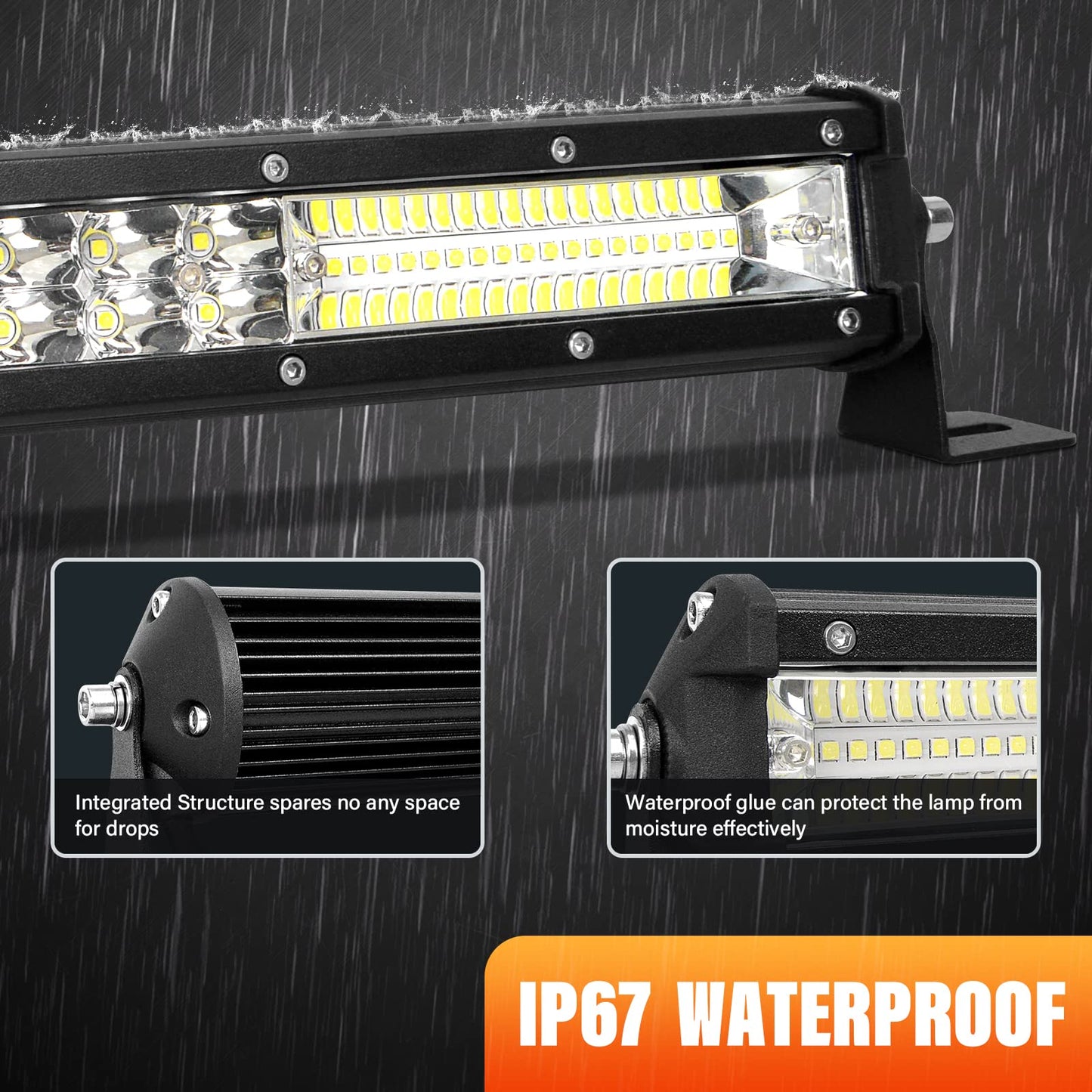 SKYWORLD LED work light bar 61cm 216W spotlight floodlight combo off-road lighting LED auxiliary light for 4x4 SUV ATV UTV car tractor, with 12V wiring harness.
