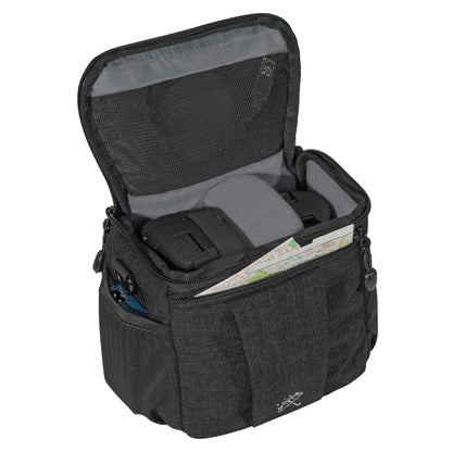 PEDEA DSLR camera bag "Fashion" with screen protector for Canon EOS 5D 5D Mark II 400D 2000D / Nikon D60 D80 D90 D3100 D3200 D3300 D3400 D5300 D7100 / Pentax K 30 K 50 K 500, size L in black.