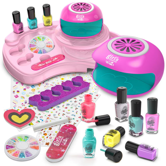 LemonDream Nail Studio Kids, Girl Gift 6 7 8 9 10 11 12-Year-Old Child Nail Polish Set, Gifts for Kids Makeup Set for Birthday Christmas Halloween Party