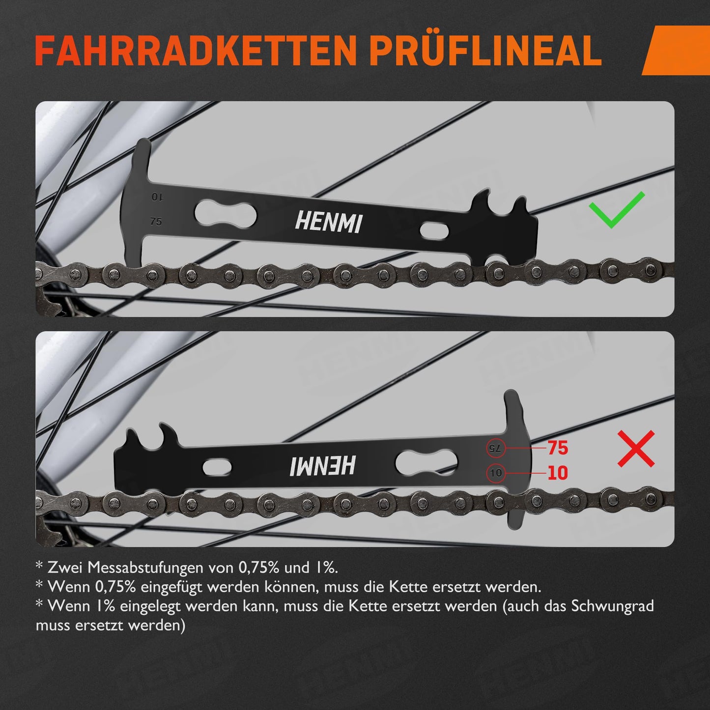 HENMI Chain Tool Bicycle, Chain Pliers, Chain Gauge, and 4 Pairs of Chain Locks Bicycle Chain Repair Set Pro for 6-12 Speed Bicycle Chain Tool.