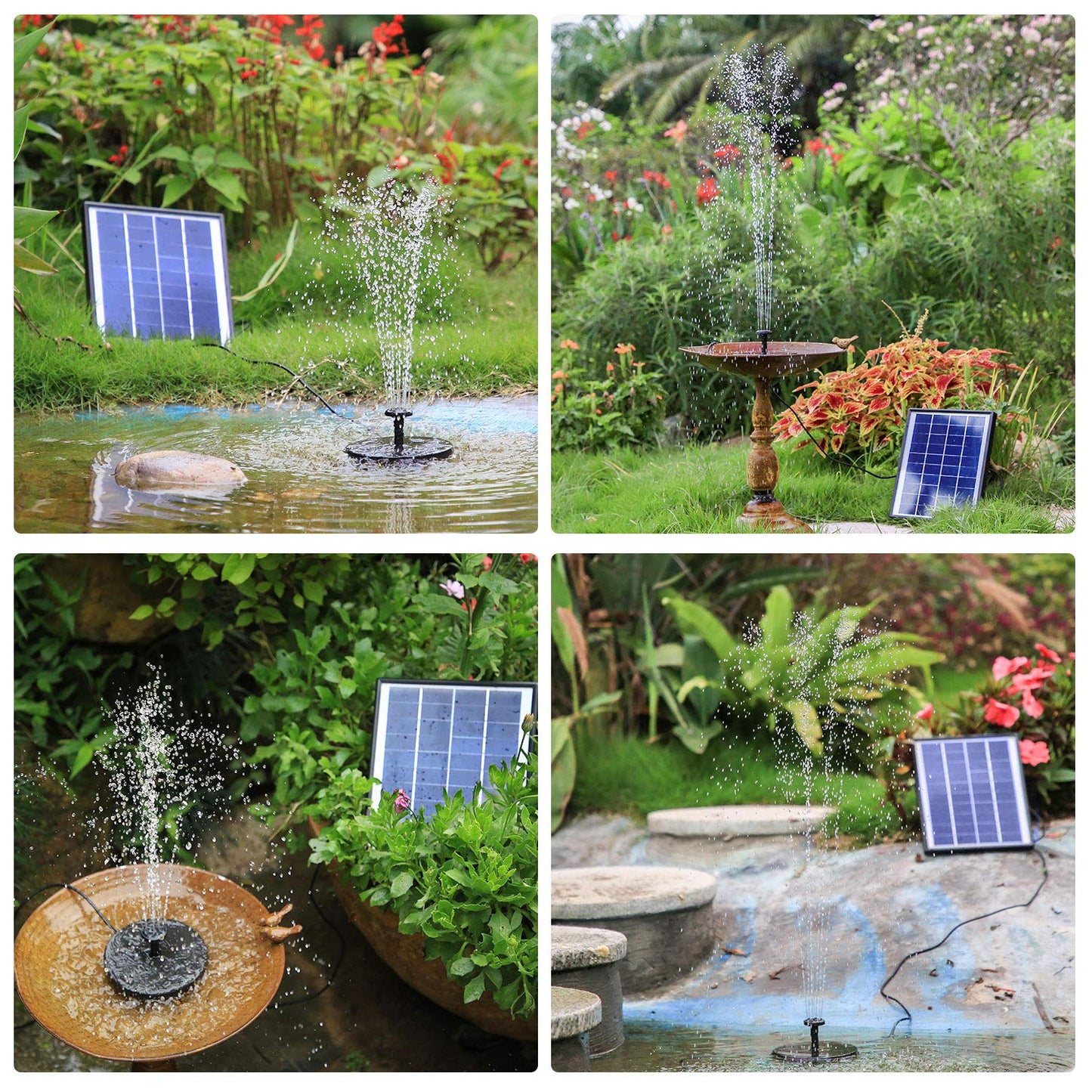 AISITIN 6.5W Solar Fountain with Built-in 1500mAh Battery Upgraded Pond Pump, Floating Fountain Pump with 6 Fountain Styles for Garden, Bird Bath, Pond, Fish Tank