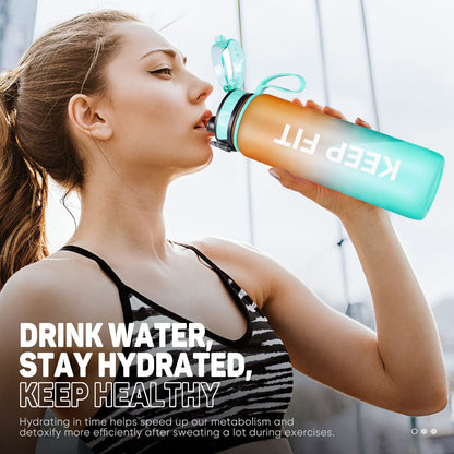 FULDENT 1L sports water bottle, BPA free, with non-slip rubber grip - suitable for biking, outdoor activities, school, gym.