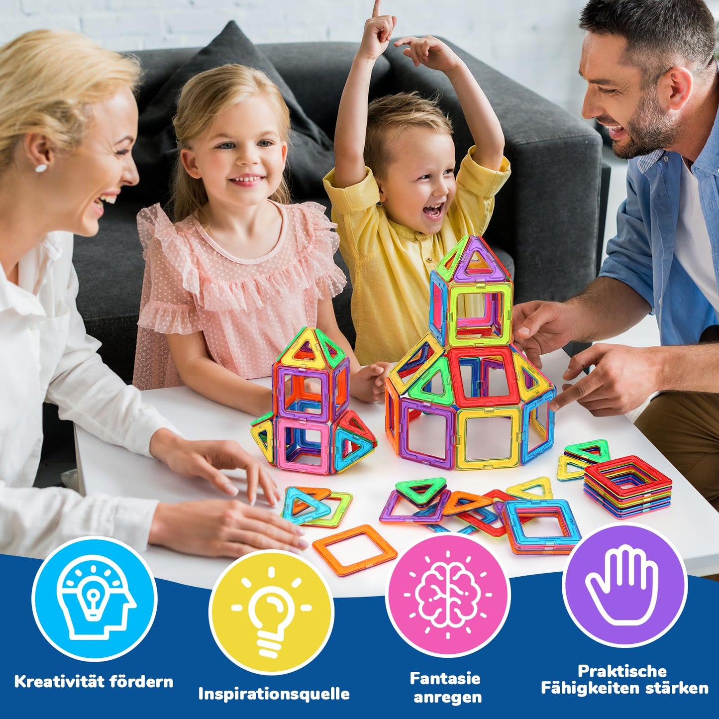 Magnetic building blocks, magnetic toys for kids, magnetic building blocks educational toy birthday preschool kids toddlers boys girls 3 years and up (48pcs Magnetic Tiles)