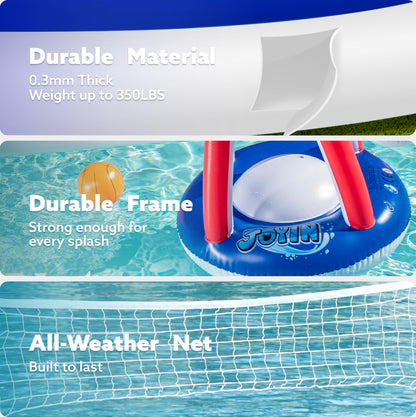 JOYIN Inflatable Pool Float Set, Volleyball Net & Basketball Hoops & Balls for Kids and Adults, Water Ball Game Pool Toy Volleyball Basketball Pool Toy, Water Sports Summer Toy