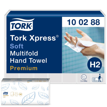 Tork Xpress soft Multifold Paper Towels 100288 - H2 Premium Folded Towels for Towel Dispensers - soft and absorbent, 2-ply, white - 21 x 110 towels