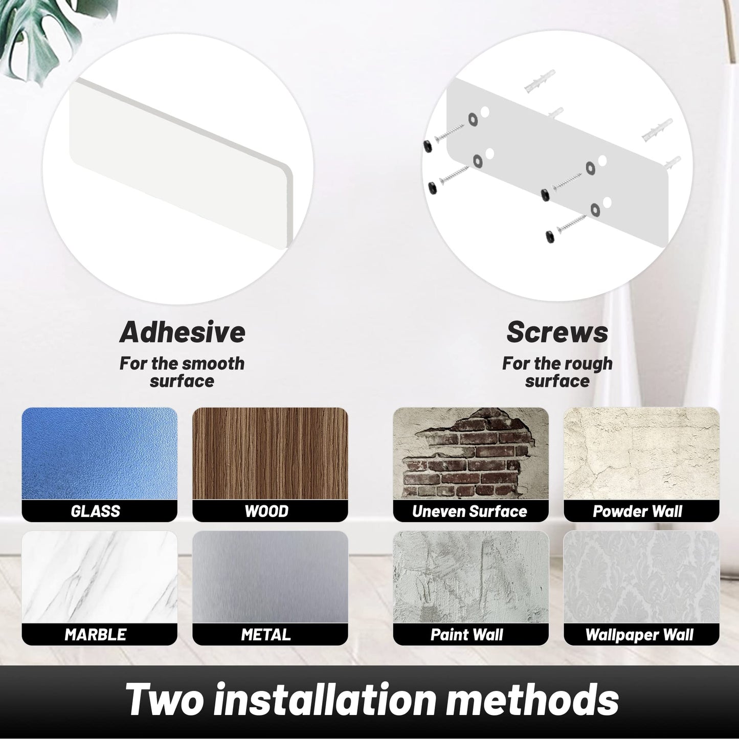 VEHHE Kitchen Paper Towel Holder No Drilling, Cabinet Stainless Steel Paper Towel Holder, Self-Adhesive or Screw Mount Zewa Roll Holder, 2-Pack for Bathroom and Kitchen