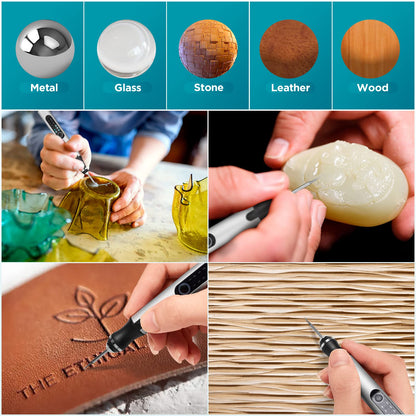 SVILINEK Wireless USB Electric Engraving Pen, Engraving Tool Customizer with 20 Drill Bits 16 Engraving Templates 3 Cutting Discs for Wood Glass Ceramic Stone Jewelry