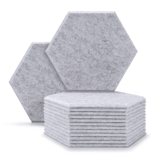 12 packs of Acoustic Absorption Panels, AGPTEK 30 x 26 x 0.9 cm Hexagon Absorption Tiles, Acoustic Soundproof Insulation Tiles, Perfect for wall decoration and soundproofing measures.