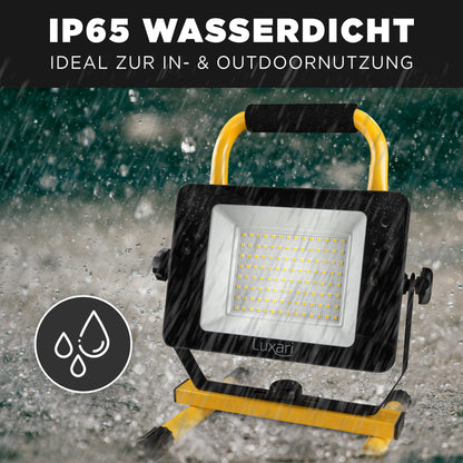 Luxari LED construction spotlight [60W & 5400LM] - Dimmable construction lamp IP65 waterproof − 5m cable & remote control − Work light LED spotlight − Energy efficiency class A+
