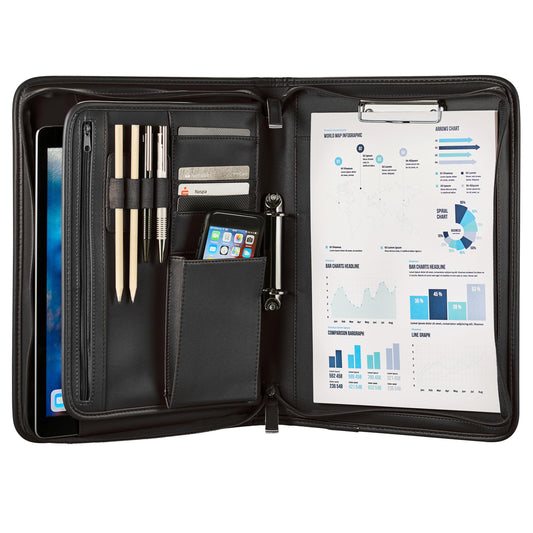 ONVAYA® conference folder A4 | black | document folder | business folder | writing pad with notepad | durable faux leather | document holder