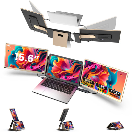 Kwumsy Portable Monitor for Laptop - 15.6 inch FHD 1080P Laptop Screen Extension for all laptops, 90°-235° rotatable/detachable screen, compatible with 13-17.3" laptops (not wider than 16.9")