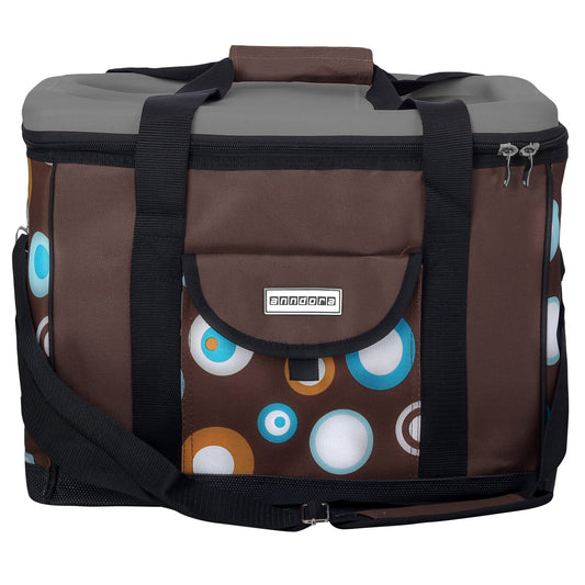 Anndora cooler bag XL brown light blue 40 liters - cooler box insulated bag picnic bag