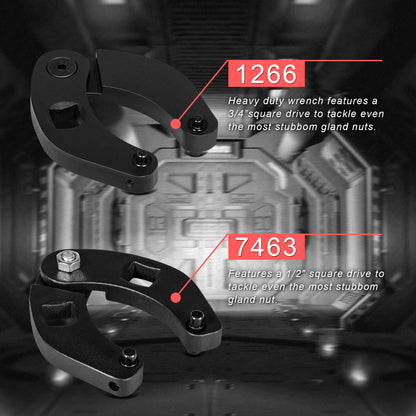 Hydraulic cylinder 1266 & 7463 Large and small adjustable socket wrench set (2 pieces)