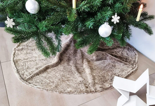 JACK Cozy Christmas Tree Skirt Round Ø 120cm, Tree Skirt Christmas Tree Base, Color: Taupe