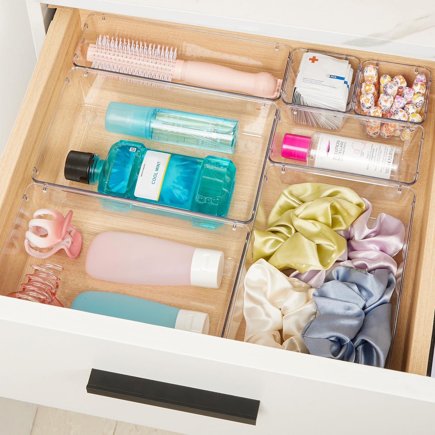 Vtopmart 9 Pieces Drawer Organizer with 4 Sizes, Vanity Organizer, Drawer Organizer, Organizer Trays for Kitchen, Jewelry, Bedroom, Office