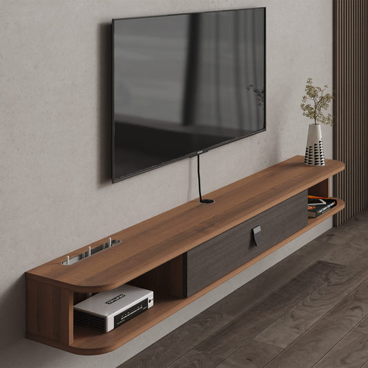 Pmnianhua Floating TV Stand, Wall Mounted TV Cabinet, Floating Shelves with Door, Modern Entertainment Media Console, Large Storage Space, TV Bench for Living Room and Office (120 cm, Dark Brown)