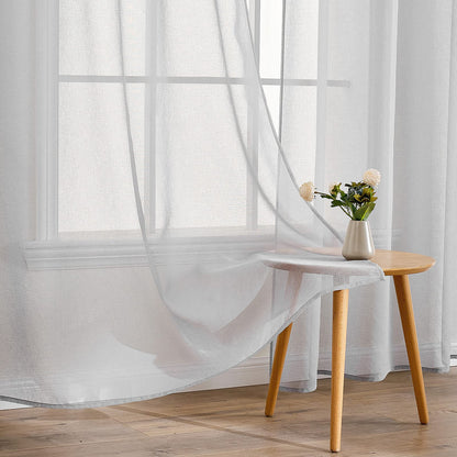 EMEMA 2-piece set Sheer Voile Curtain with Grommets. Transparent curtain made of Voile Polyester, perfect for the living room. Airy decorative curtain for the bedroom, 140 X 200 cm (W x H) in gray.