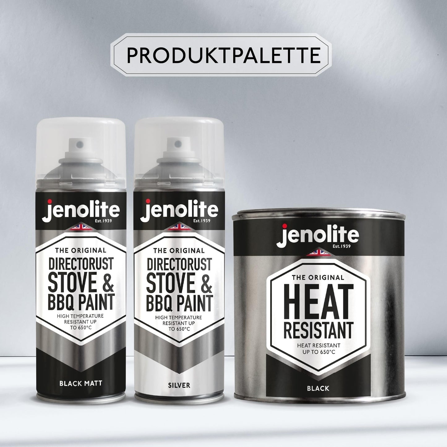 JENOLITE Directorust spray paint for grills and stoves, silver, highly heat resistant up to 650°C | 3 x 400 ml