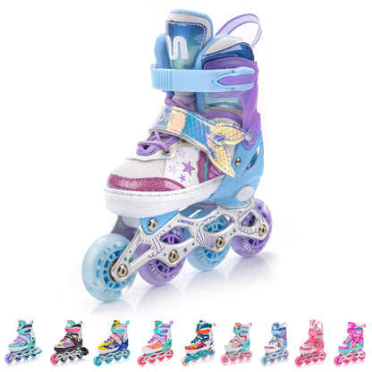 meteor® Inlineskates 4in1 Children's Inline Skates Roller Skates Roller Blades Quad Skates Carbon Children's Adjustable Shoe Big Wheels