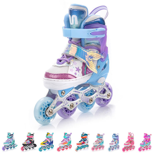 meteor® Inlineskates 4in1 Children's Inline Skates Roller Skates Roller Blades Quad Skates Carbon Children's Adjustable Shoe Big Wheels