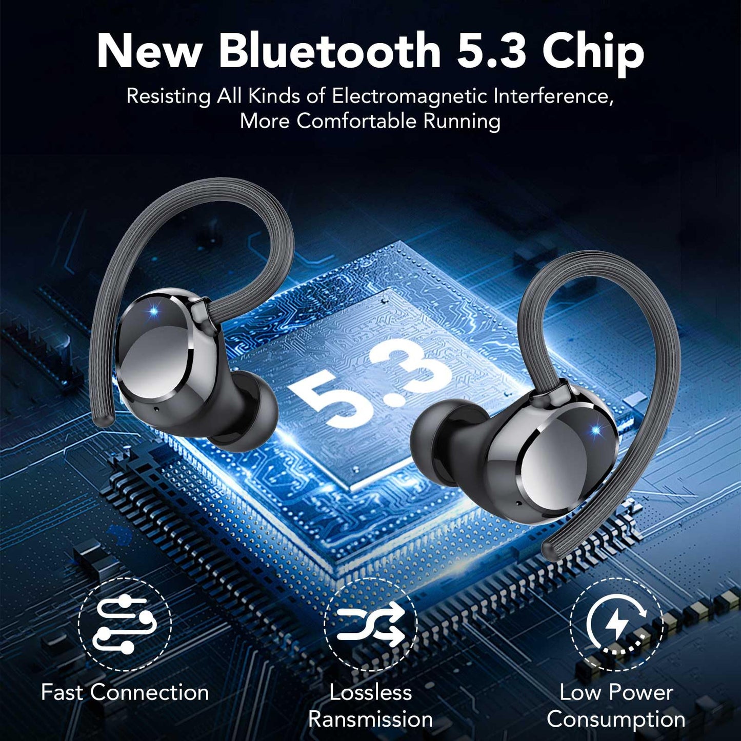 Tukio Bluetooth Headphones Sport, Wireless Bluetooth Earphones, 80Hrs In-Ear 20250119-00 Dark Black