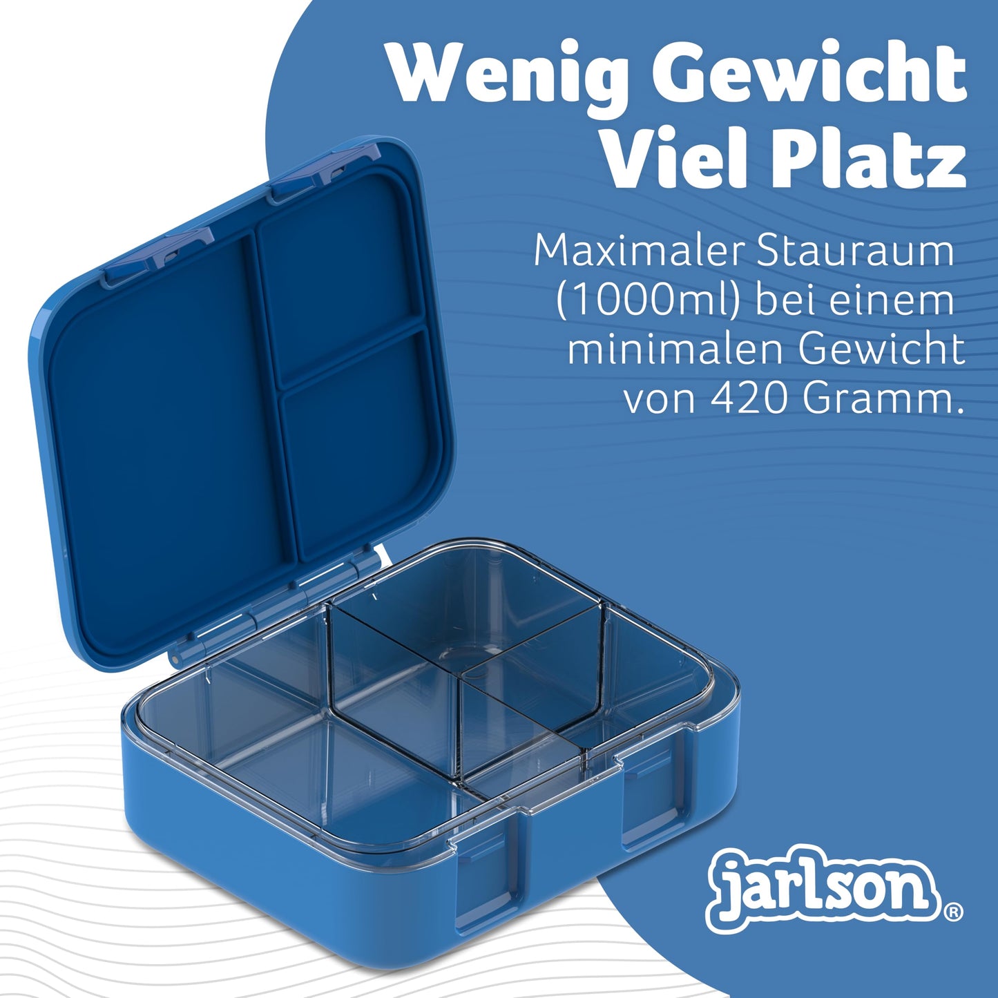 Jarlson® Kids Bento Lunch Box with Compartments MILI | BPA-Free | Leakproof | Snack Box | Lunch Box for Kindergarten and School | 1000 ml - Lightweight (Robot Blue)