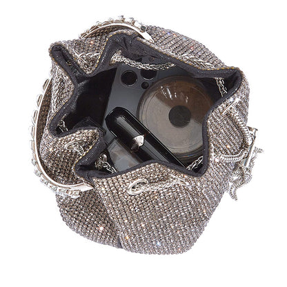 NICOLE & DORIS Women's Bag Rhinestone Elegant Handbag Clutch Glitter Evening Bag Bucket Bag Purse Rhinestones Shoulder Bag for Wedding Party Leisure Silver